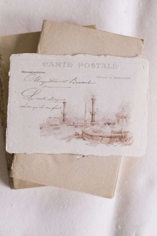 Parisian postcard on handmade paper