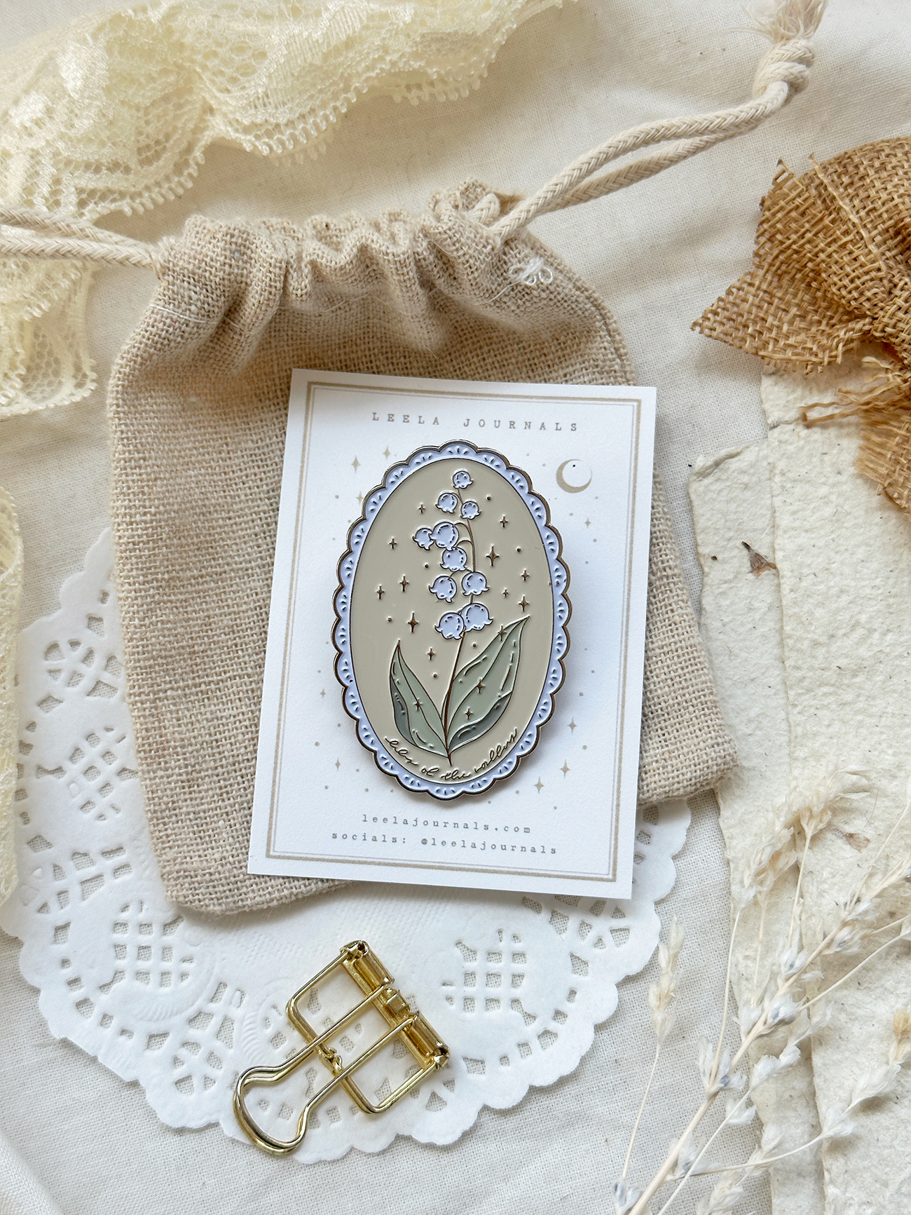 Enamel journal pin Lily of the Valley
