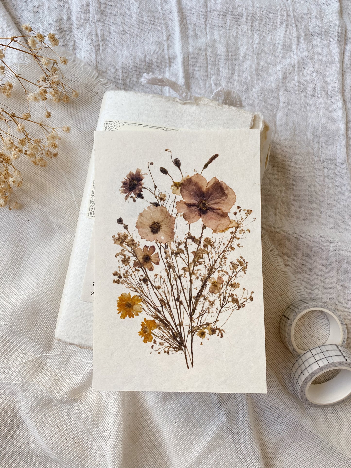 Paper bundle - Flowers cards - printed on handmade paper