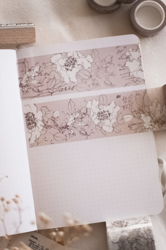 Pencil flowers - Washi tape - Pinky beige 48mm